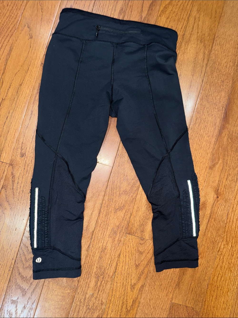 lululemon athletica Black Capri Leggings with Reflective Trim